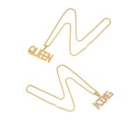 KRYMSON 2 Collares de Hip Hop, Cadena de Oro Grande para Hombre, Collar de Rapero Con Colgante de Tamaño Queen, Perfecto para Carnaval, Fiesta Temática, Perla