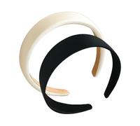 KRYMSON 2 Diademas Blancas y Negras de 3 cm, Anchas para Mujer, de Moda, Mullidas, Antideslizantes y Acolchadas