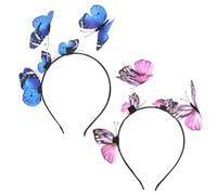 KRYMSON 2 diademas de mariposa, diademas de hada, accesorios para el pelo con alas de mariposa, accesorios para el pelo para cosplay, accesorios para el cabello para mujer