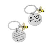 KRYMSON 2 llaveros de abeja, llaveros de amistad, llaveros para hombres, mujeres, regalos de abeja apicultor, regalos inspiradores para hombres, mujeres (plata), plata, Talla única