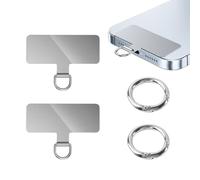 KRYMSON 2 parches de cordón para teléfono móvil y 2 anillos en espiral de resorte, parches de cordón de acero inoxidable para teléfono móvil, parches portátiles de cordón para teléfono móvil,