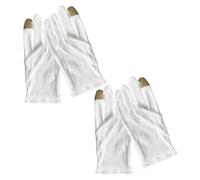 KRYMSON 2 pares de guantes para pantalla táctil de algodón puro, guantes de seguridad laboral, guantes antideslizantes, guantes ceremoniales, guantes hidratantes para manos secas (blanco)