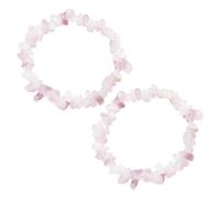 KRYMSON 2 pulseras de cuarzo rosa, pulsera elástica de piedra natural rosa, joyas de piedras preciosas para niñas, pulsera de piedras preciosas irregulares, pulsera de piedras preciosas