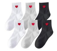 KRYMSON 3 pares de calcetines rojos de amor, calcetines de amor en medio de la pantorrilla, calcetines de mujer en medio de la pantorrilla, calcetines de moda de corazón rojo, lindos calcetines de