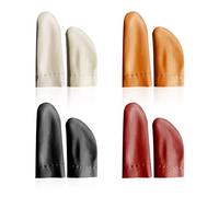 KRYMSON 4 pares de protectores de dedos de piel de vacuno, protector de dedos de piel de vacuno, protector de dedos para pulgar e índice, protección de dedos a prueba de pinchazos, herramienta de