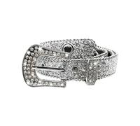 KRYMSON Cinturón de Lentejuelas con Strass, Cinturón Brillante Versátil Personalizado para Mujer, Accesorio para Jeans y Faldas, Color Plata, Tamaño 105 cm