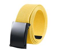 KRYMSON Cinturón de Punto Amarillo Alargado para Golf - Lona Lisa Simple para Hombre - 3.8*140cm