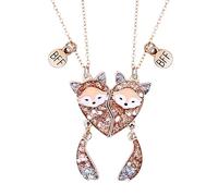 KRYMSON collar magnético de la amistad con diseño de zorro, 2 unidades, regalo para mejor amiga, colgante de dibujos animados