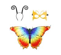 KRYMSON Disfraz de alas de mariposa, 3 piezas, disfraz de mariposa, alas de Halloween, disfraz de dibujos animados, disfraz infantil