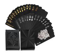 KRYMSON Juego de 2 barajas negras, 54 cartas cada una, de plástico, resistentes al agua, juego de cartas, juego de cartas para casa, fiestas, cenas
