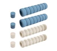 KRYMSON Juego de 4 fundas protectoras para tirador de puerta, anticolisión, anticolisión, para manijas de puerta, para restaurantes, escuelas, habitaciones (crema + azul)