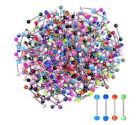 KRYMSON Juego de 50 uñas para lengua sin alergias, acero inoxidable, uñas acrílicas para ombligo, uñas de lengua personalizadas, joyería impermeable y resistente al sudor., Metal