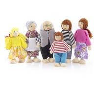 KRYMSON Juego de 6 figuras familiares de madera para casa de muñecas