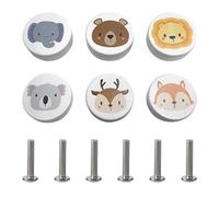 KRYMSON - Juego de 6 tiradores de puerta para dormitorio infantil de madera, con tornillos, para muebles, cajones y armarios