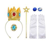 KRYMSON Juego de Accesorios de Disfraz de Princesa Melocotón, Cuento de Hadas para Carnaval, Halloween, Navidad, Fiesta y Baile de Graduación para Niñas, Multicolor