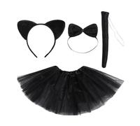 KRYMSON Juego de Disfraz de Gato para Niños y Niñas - Set 4 Piezas con Diadema, Cola, Pajarita