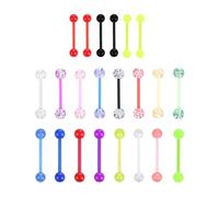 KRYMSON Lote de 38 piercings para la lengua de acrílico de colores, para pezón, pezón, 14 g, 16 mm, Acrílico, carbón