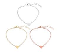 KRYMSON Pulsera de Amor Pequeña de 3 Colores con Forma de Corazón en Plata de Ley 925 (Oro, Plata, Oro Rosa) para Mujer con Caja Negra