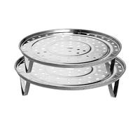 KRYMSON Vapor alto de 2 piezas de acero inoxidable, juego de vapor, bandeja redonda de vapor, estante de cocina, utensilios de cocina, bandeja plegable de acero inoxidable, accesorios de cocina