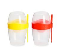 KRYMSON Vasos de yogur de 2 piezas, recipiente para alimentos de Overnight, fácil de limpiar, tarro de gelatina con tapa, recipiente para desayuno, para cereales, yogur, desayuno, ensalada, fruta