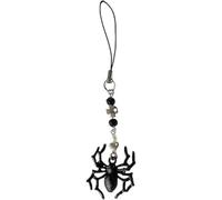 Kryoflare Colgante de lazo de araña negra, dije de teléfono de Halloween, accesorio de correa de cordón con cuentas