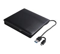 Kryolithm Lector CD DVD Externo USB 3.0 y Tipo-C, Disquetera Externa para PC Portátil, Reproductor DVD para Windows 98/11/10/8/7/XP/Vista, Mac os 8.6, Negro