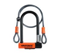 Kryptonite Evolution Mini 7 con 4' cable de lazo U-Lock Kripto Flex doble para bicicleta - Naranja y Negro