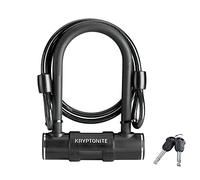 Kryptonite - Candado en U para bicicleta con cable de acero trenzado, candado en U antirrobo de alta seguridad para bicicleta, grillete de 12 mm y cable de seguridad de 8 mm x 1,2 m con llaves para