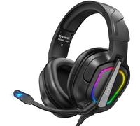Krysenix PG2 Auriculares Gaming para PS4, PS5, PC, Xbox One, Cascos Gaming con Sonido de Micrófono Estéreo IA, Cascos Cancelación de Ruido, Cascos con Conector de 3.5 mm y luz RGB, Negro