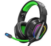 Krysenix PG2 Auriculares Gaming para PS4, PS5, PC, Xbox, Switch, Cascos Gaming con Sonido de Micrófono Estéreo IA, Cascos Cancelación de Ruido, Cascos con Conector de 3.5 mm y luz RGB, Negro/Verde