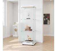 KRYZOR vitrina de cristal de pie 36 x 42 x 125 cm, armario de almacenamiento de cristal sobre pie, 3 estantes, vitrina para colección con 1 puertas y cerradura, para bar, cocina y sala de estar