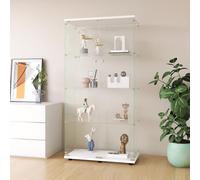 KRYZOR - Vitrina de cristal de pie, 80,5 x 36,5 x 163,9 cm, armario de almacenamiento de cristal sobre pie, 4 estantes, vitrina para colección con 1 puertas y cerradura, para bar, cocina y salón