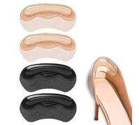 Kryzulax 2 Pares Almohadillas para el Talón,Protección para el Talón Autoadhesivas,Taloneras Silicona para zapatos adecuado para hombres y mujeres(Beige+Negro)