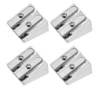 Kryzulax 4 Piezas Sacapuntas de Metal Con 2 Agujeros,Sacapuntas para Niños,Ø8/11mm Mini Sacapuntas de Aluminio Portátil,para el hogar,escuela,oficina,papelería