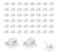 Kryzulax 50 Piezas Clips de Cable de Exterior,Clips Organizador de Cables Autoadhesivo,Adhesiva Clips Decorativos de Luces para Cable de USB,TV,Cargador,Audio Mesa,Oficina,Casa(Blanco)