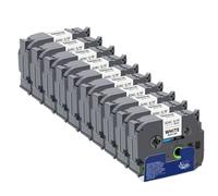 KRZkwA Cinta Compatible de 18 mm 6pk 10pk Tzes241 Negro en Blanco para el Fabricante de Etiquetas Adhesivo acrílico de Torta TZE S241 Compatible(10PK)