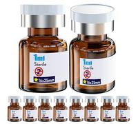 Ks-Tek Viales vacíos estériles con puerto de inyección autorreparable, con tapa de plástico de aluminio, paquete estéril (10, 1 ml ámbar)