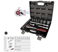 KS Tools 1/2" Juego Llave Tubular, 20-tlg. Caja Llaves Carraca, Caja Carracas