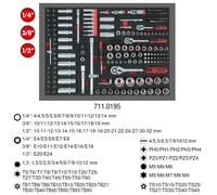 KS Tools 711.0179 Juego de llaves de vaso, 179 pzs 1/4"+3/8"+1/2", en sistema modular 1/1
