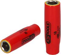 KS Tools 117.2351 Llave de vaso con punta de 1/4" y aislamiento protector, 13 mm, larga