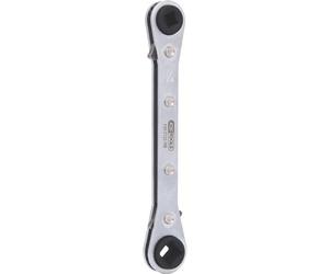 KS Tools 130.0122 Llave de carraca 4 en 1 conmutable para refrigeración y climatización