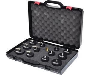 KS Tools 150.1825 Juego de maletín de comprobación de sistema de aire de carga de bayoneta para turbocompresor, 13 pzs