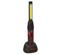 KS TOOLS 150.4313 - Lámpara LED COB 300 lúmenes, luz lateral + frontal potente y práctico - Inclinable - Estación de carga micro-USB o sector - Imán y gancho para mano libre - IP 20