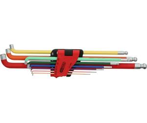 KS Tools 151.4430 Juego de llaves Allen con cabeza de bola, en ángulo de 108°, 9 pzs Pulgadas