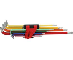 KS Tools 151.4530 Juego de llaves Allen Torx con cabeza de bola, extralargas y en ángulo de 108°, 9 pzs