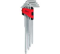 KS Tools 151.4580 Juego de llaves acodadas Torx con orificio, XL, 9 pzs TB10-TB50