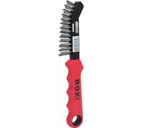 KS Tools 201.2321 - Cepillo de alambre de acero para pastillas de freno de 2 hileras, recto y puntiagudo (tamaño: 225 mm)