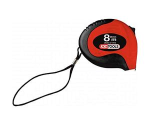 KS Tools 300.0116 Cinta métrica con bloqueo y clip para cinturón, negra-rojo, 8m