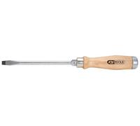 KS Tools 300.1053-E ERGOTORQUE WOODmax Destornillador con mango de madera, ranurado, 5,5, corto, colgador
