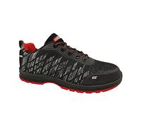 KS TOOLS, 310.4005, zapatos de seguridad, talla 38, Clase de protección: S1P HRO, antiestático, suela resistente, cordones planos de nailon negro con red roja, Color Negro